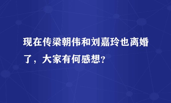 现在传梁朝伟和刘嘉玲也离婚了，大家有何感想？