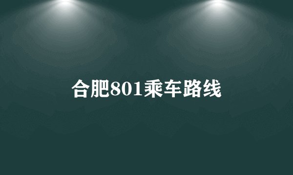 合肥801乘车路线