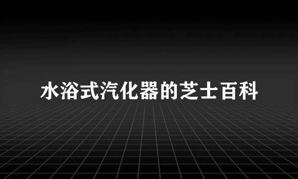 水浴式汽化器的芝士百科