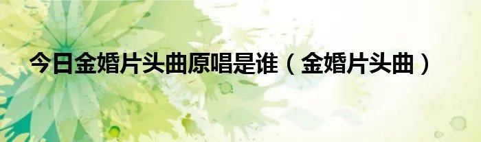 今日金婚片头曲原唱是谁（金婚片头曲）