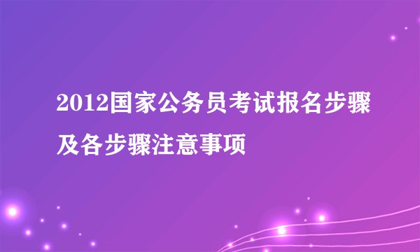 2012国家公务员考试报名步骤及各步骤注意事项