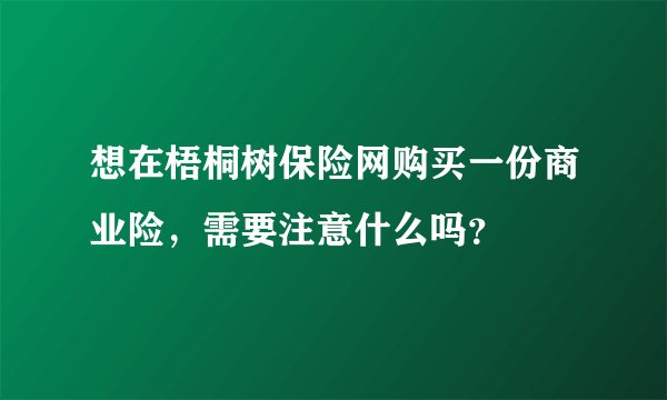 想在梧桐树保险网购买一份商业险，需要注意什么吗？
