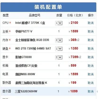 求高手帮忙攒一个GTX690 sli 的电脑配置清单