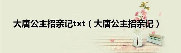 大唐公主招亲记txt（大唐公主招亲记）