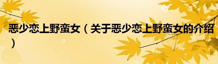 恶少恋上野蛮女（关于恶少恋上野蛮女的介绍）