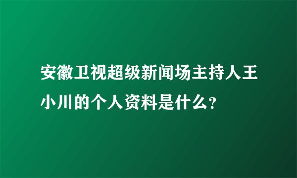 安徽卫视超级新闻场主持人王小川的个人资料是什么？