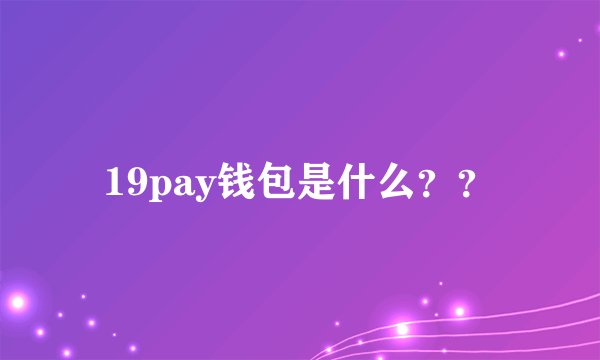 19pay钱包是什么？？