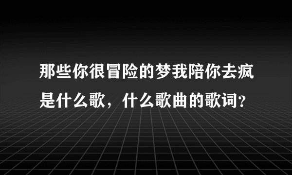 那些你很冒险的梦我陪你去疯是什么歌，什么歌曲的歌词？