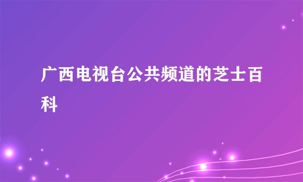 广西电视台公共频道的芝士百科