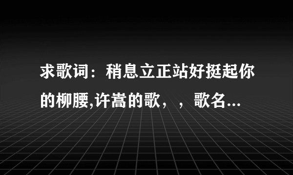 求歌词：稍息立正站好挺起你的柳腰,许嵩的歌，，歌名是啥我网了，求此歌名