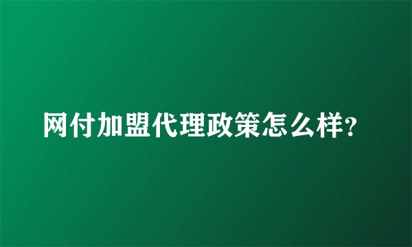 网付加盟代理政策怎么样？