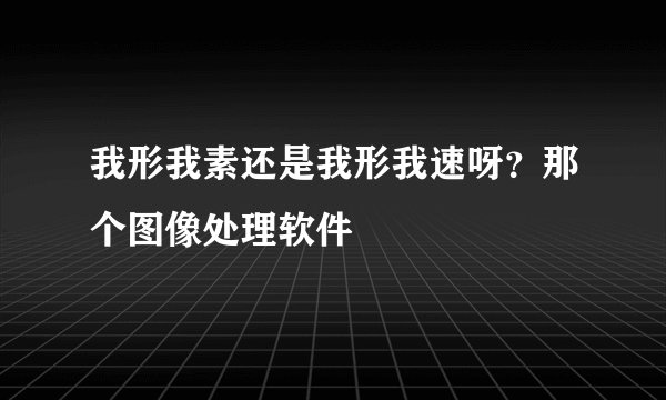 我形我素还是我形我速呀？那个图像处理软件