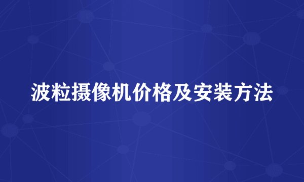 波粒摄像机价格及安装方法