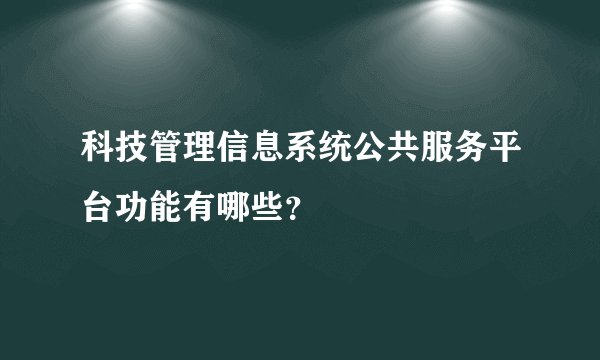 科技管理信息系统公共服务平台功能有哪些？