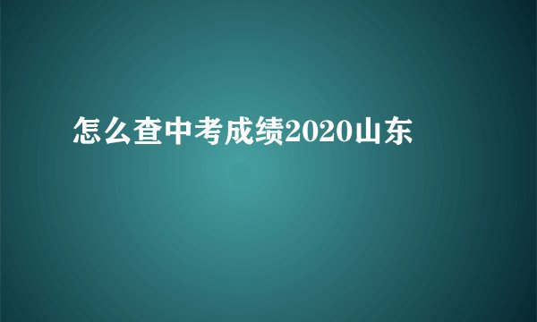 怎么查中考成绩2020山东