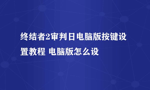 终结者2审判日电脑版按键设置教程 电脑版怎么设