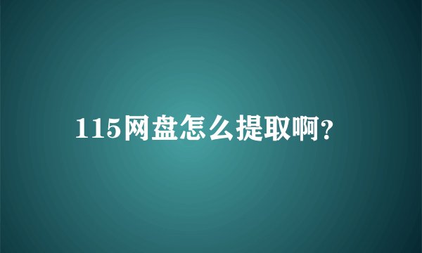115网盘怎么提取啊？