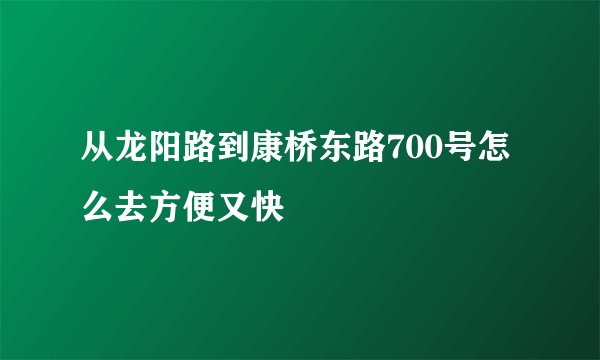 从龙阳路到康桥东路700号怎么去方便又快