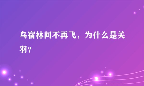 鸟宿林间不再飞，为什么是关羽？