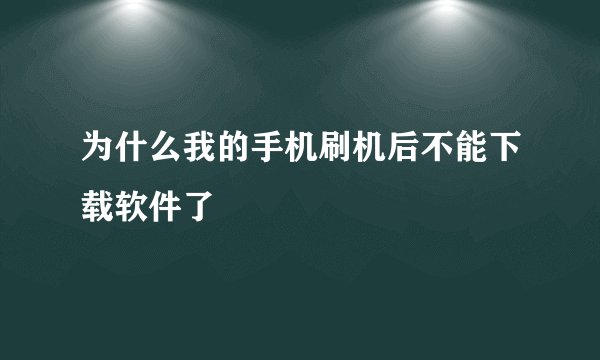 为什么我的手机刷机后不能下载软件了