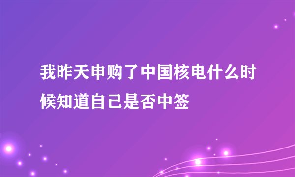 我昨天申购了中国核电什么时候知道自己是否中签