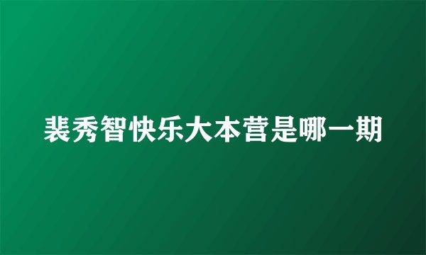 裴秀智快乐大本营是哪一期