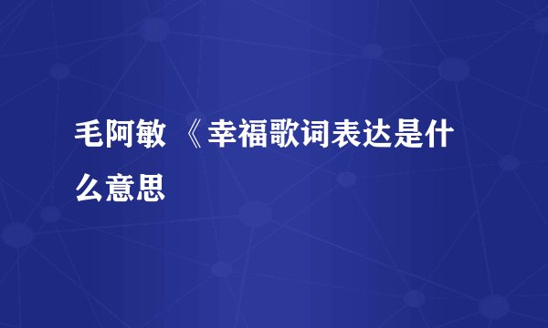 毛阿敏 《幸福歌词表达是什么意思