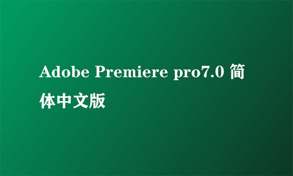 Adobe Premiere pro7.0 简体中文版