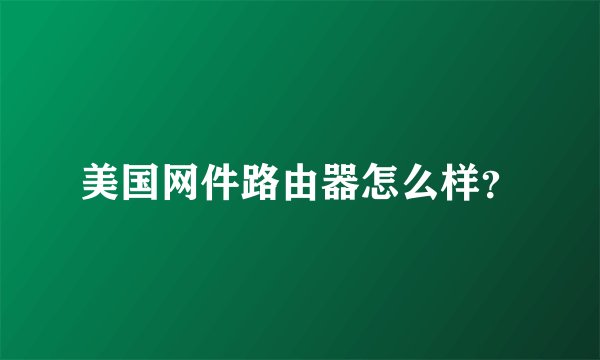 美国网件路由器怎么样？