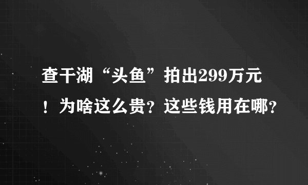 查干湖“头鱼”拍出299万元!为啥这么贵?这些钱用在哪?