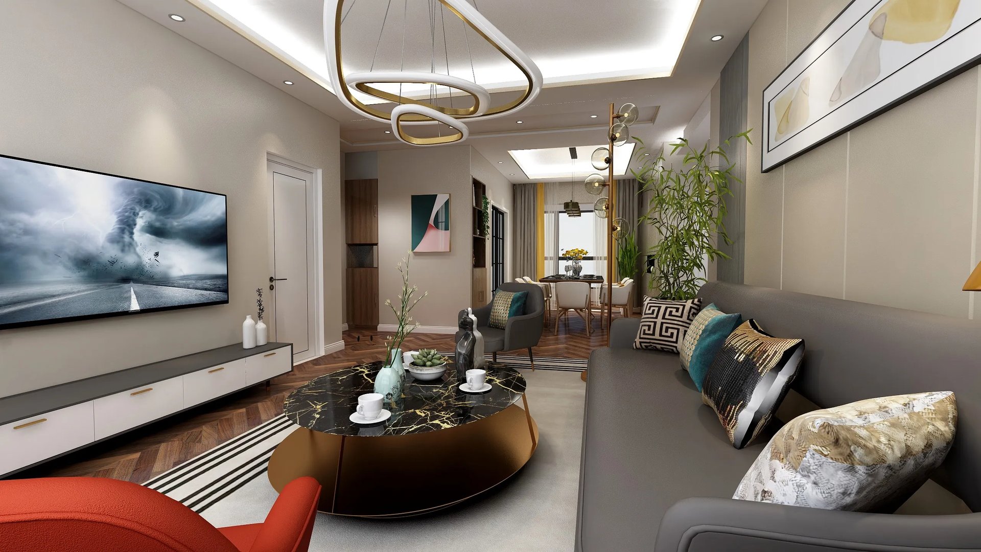 大连市甘井子区-中海万锦公馆122平米现代轻奢风格案例