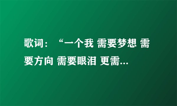 歌词：“一个我 需要梦想 需要方向 需要眼泪 更需要 一个人来 点亮 天的黑…”出自哪位歌手的哪首歌？