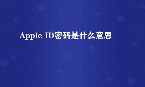 Apple ID密码是什么意思
