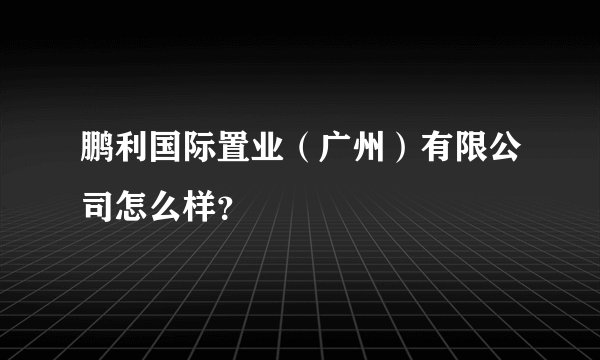 鹏利国际置业（广州）有限公司怎么样？
