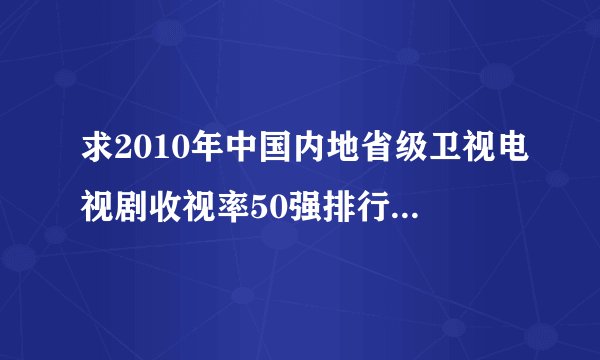 求2010年中国内地省级卫视电视剧收视率50强排行榜榜单？