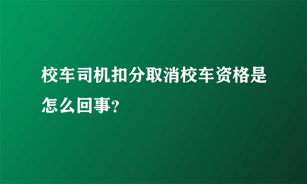校车司机扣分取消校车资格是怎么回事？