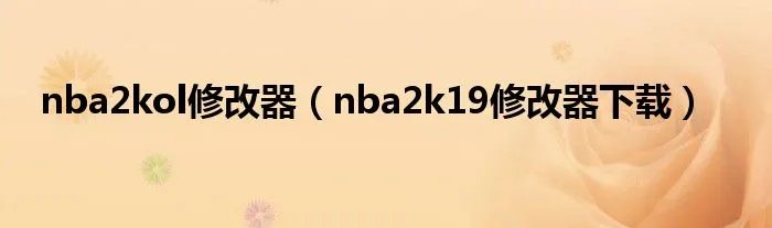 nba2kol修改器（nba2k19修改器下载）