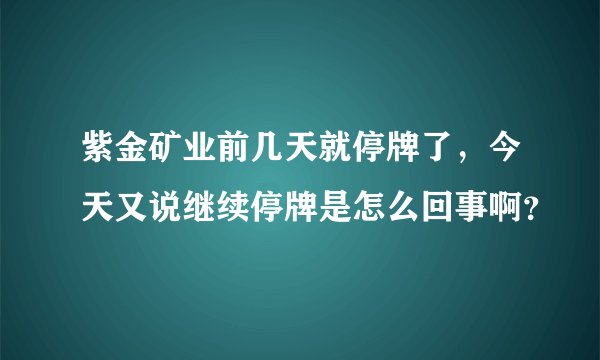 紫金矿业前几天就停牌了，今天又说继续停牌是怎么回事啊？