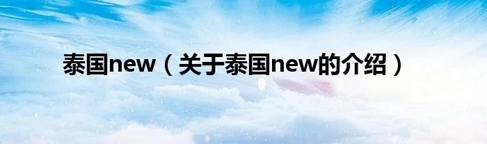 泰国new（关于泰国new的介绍）