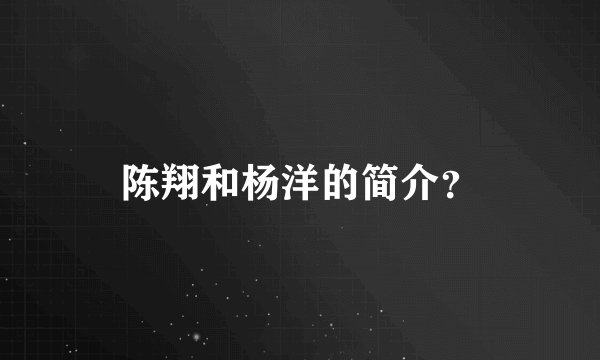 陈翔和杨洋的简介？