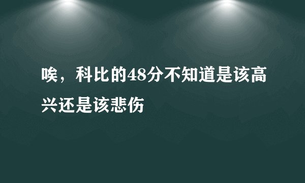 唉，科比的48分不知道是该高兴还是该悲伤