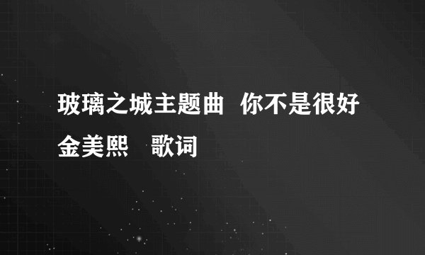 玻璃之城主题曲  你不是很好  金美熙   歌词
