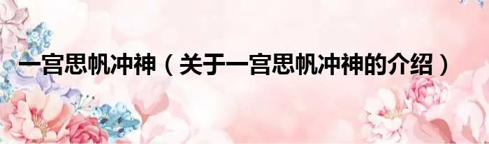 一宫思帆冲神（关于一宫思帆冲神的介绍）