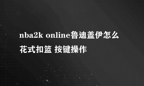 nba2k online鲁迪盖伊怎么花式扣篮 按键操作