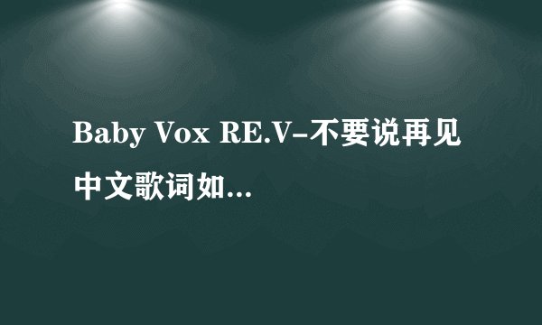Baby Vox RE.V-不要说再见 中文歌词如题 谢谢了