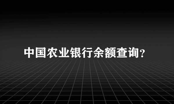 中国农业银行余额查询？