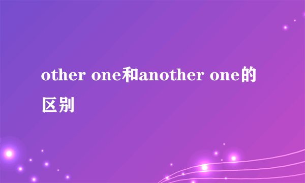 other one和another one的区别