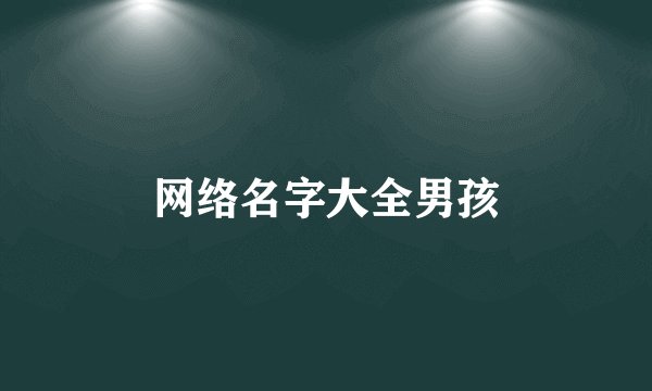 网络名字大全男孩