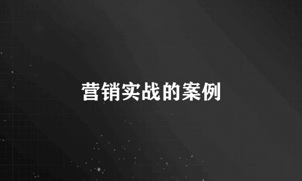 营销实战的案例