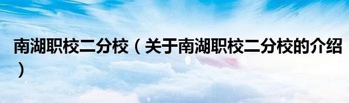 南湖职校二分校（关于南湖职校二分校的介绍）
